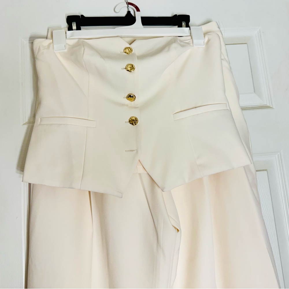 Elegant Cream Pantsuit with Gold Accents